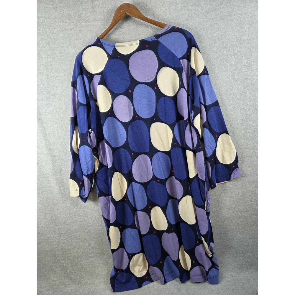 GUDRUN SJODEN L Tango Tunic Dress Purple Blue Polka Dot Organic Cotton Boho NEW - Picture 2 of 9